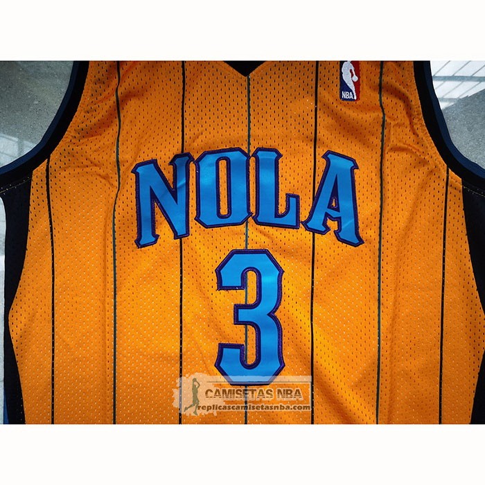 Camiseta Charlotte Hornets Chris Paul NO 3 Mitchell & Ness 2010-11 Amarillo